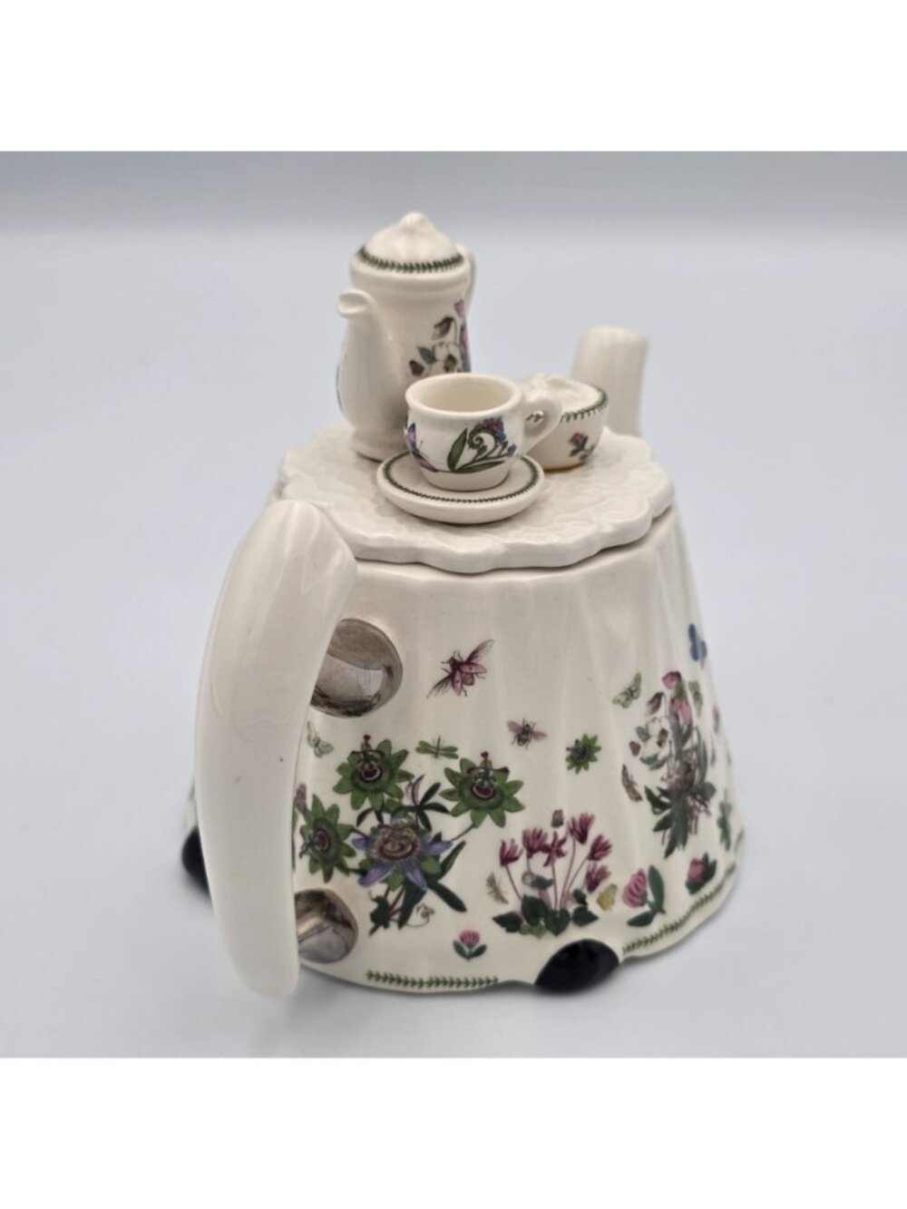 Miniature Portmeirion Botanic Garden Victorian Teapot Topper Floral Butterfly - Picture 8 of 10